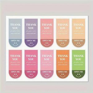 NEW 100 Stickers Thank You For Your Order, Have A Nice Day Labels - Multi